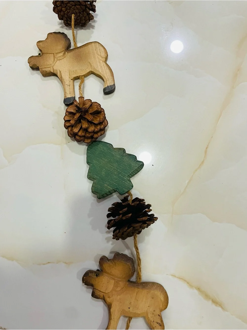 Handcrafted Moose & Pine Tree Holiday Garland - Rustic Home Holiday Decor 4Ft